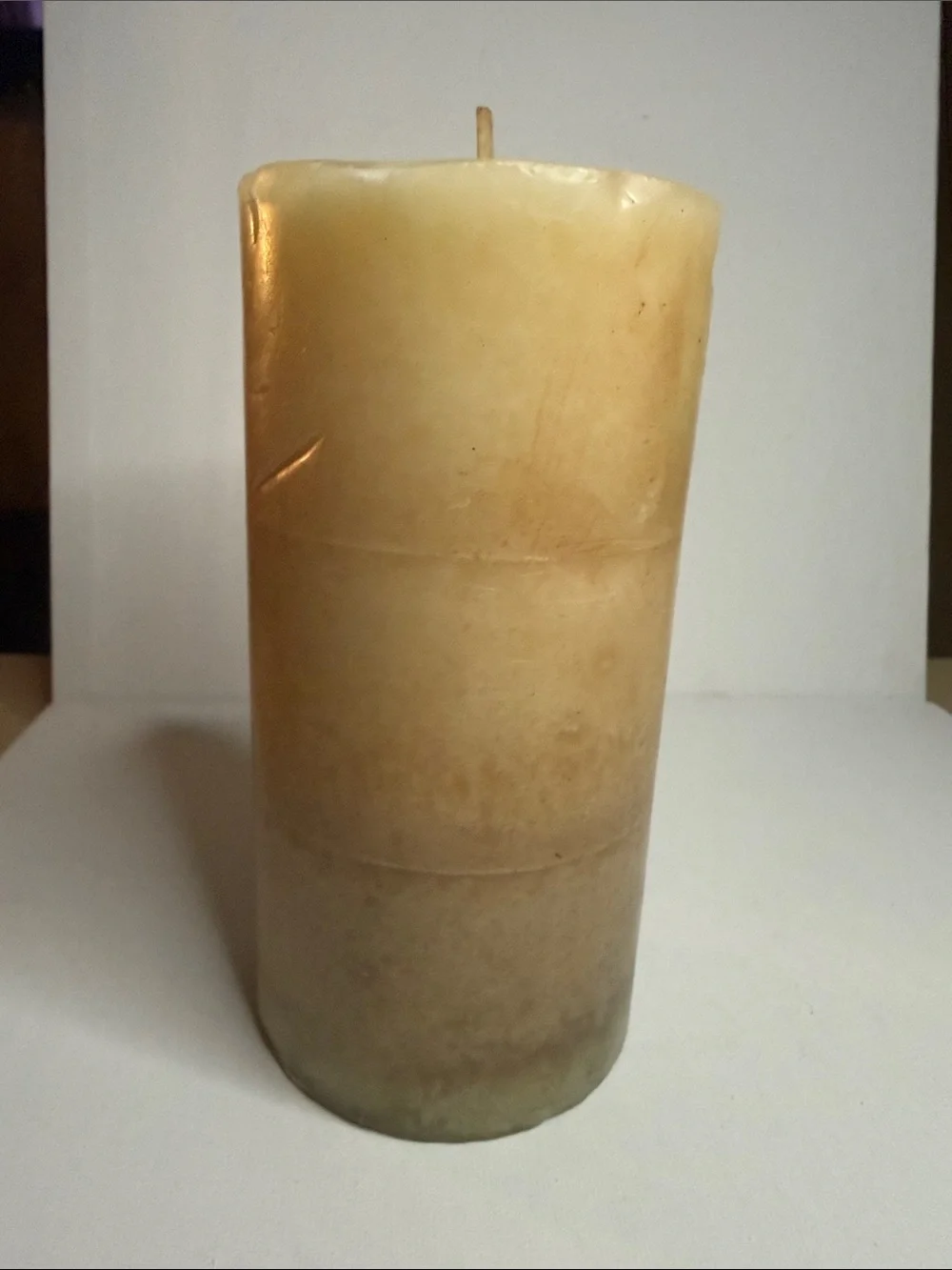 Pier 1 Two-Tone Beige to Brown Pillar Candle